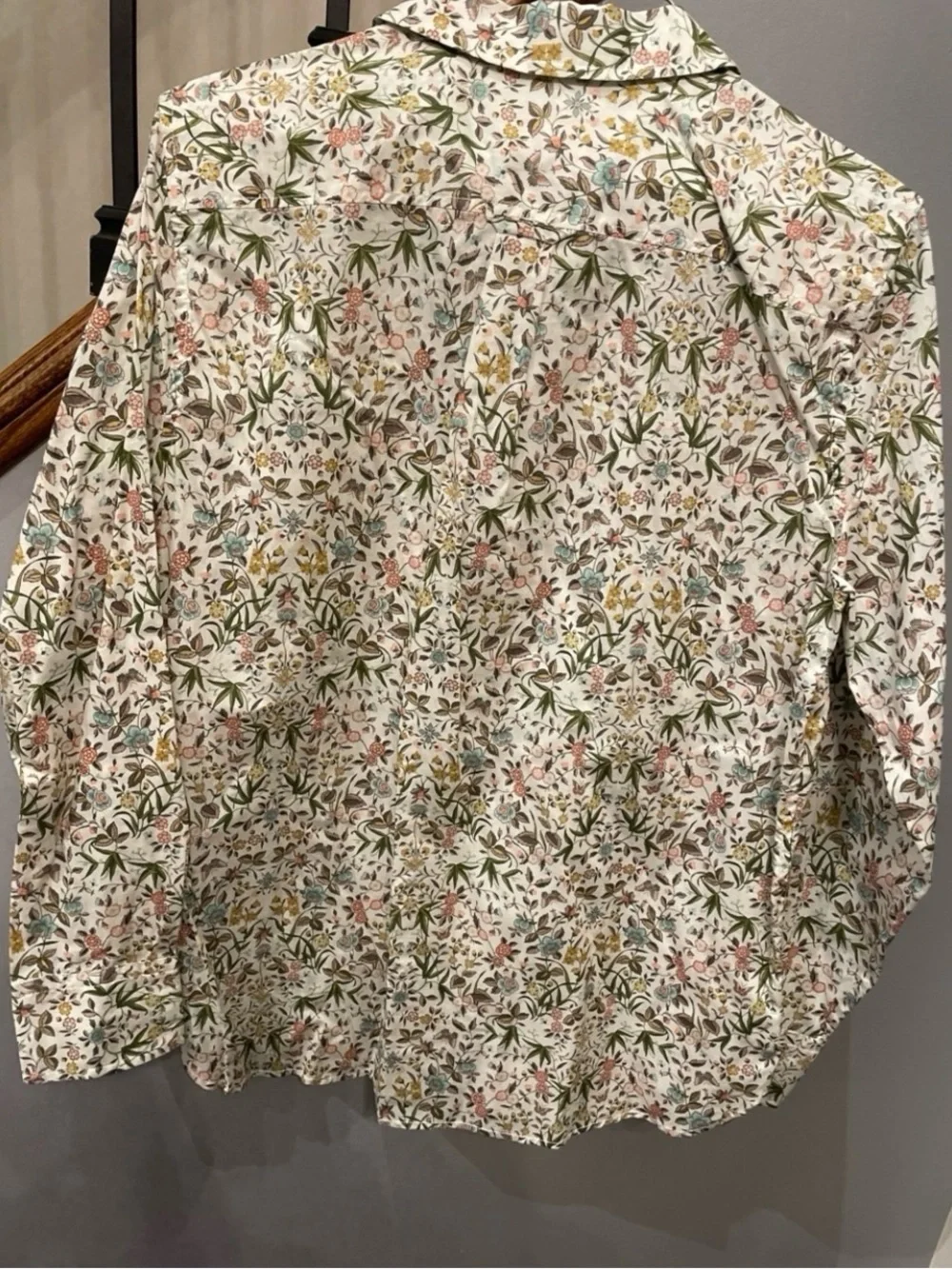 J. Crew Floral Button-Up Blouse in Cream with Multicolor Floral Print